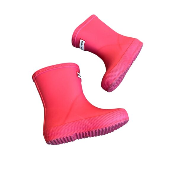 Hunter Bright Pink Rain Boots Wellies Pull-On Classic Rubber Size 6 Baby Girl - Picture 4 of 9